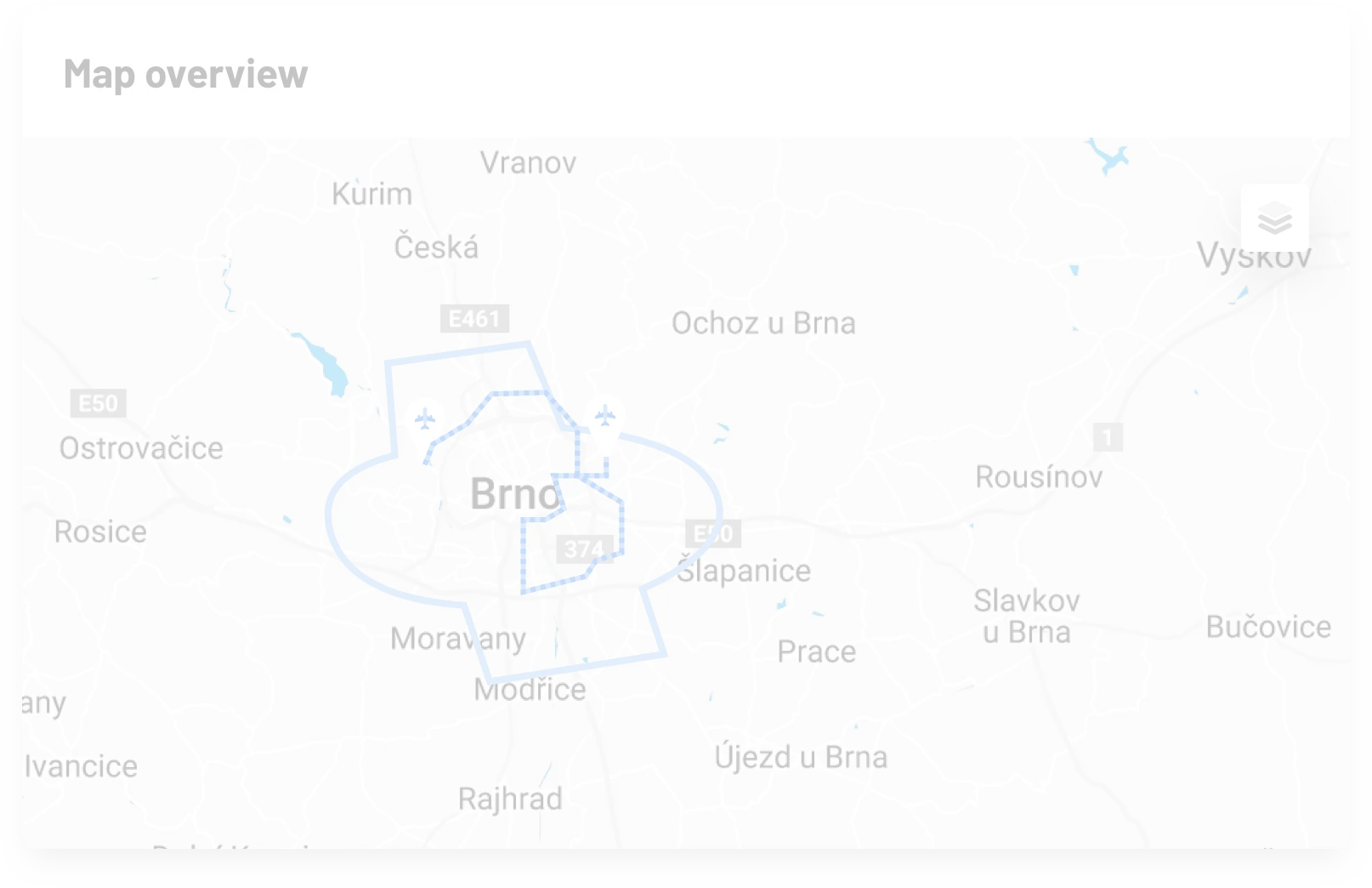 An image showing how maps look like in the web application.